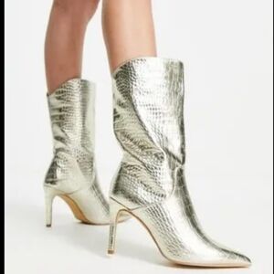 Gold calf boots